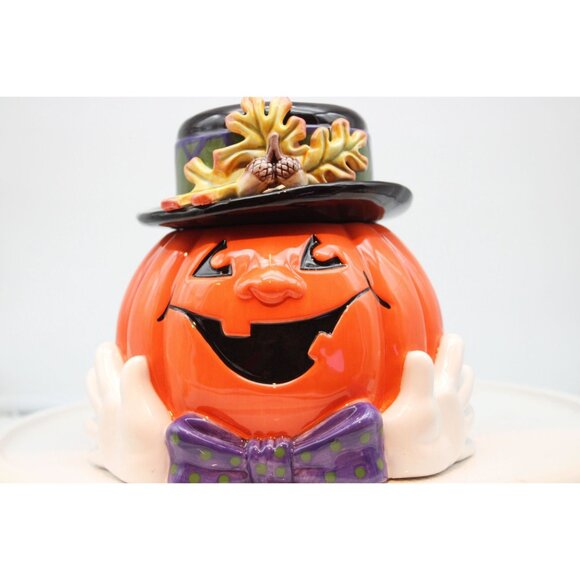 Cookie/Candy Jar - Derby Pumpkin - Fitz & Floyd - 8" - Picture 3 of 8